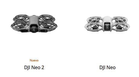 Comparativa de drones DJI incluyendo DJI NEO 2
