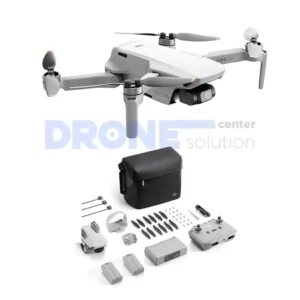 dji mini 4k fly more combo drone con su camara de 12mp y su case de transporte con su contenido